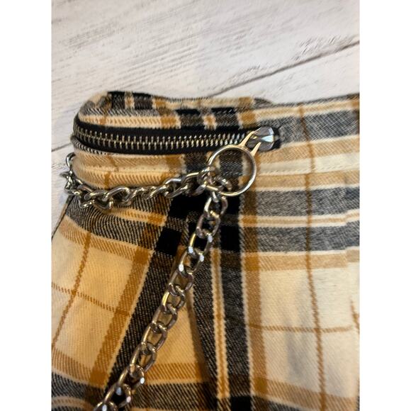 VTG Forever 21 medium Y2K cream plaid chain mini micro skirt academia preppy emo - Picture 4 of 8